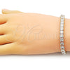 Pulsera Tennis 03.283.0357.07 Oro Laminado, Diseño de Quadrado Quatro Cortes, con Blanca Zirconia Cubica, Pulido, Tono Dorado (06 MM Thickness, 7 Inches Length)