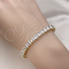 Pulsera Tennis 03.283.0357.07 Oro Laminado, Diseño de Quadrado Quatro Cortes, con Blanca Zirconia Cubica, Pulido, Tono Dorado (06 MM Thickness, 7 Inches Length)