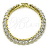 Pulsera Tennis 03.283.0357.07 Oro Laminado, Diseño de Quadrado Quatro Cortes, con Blanca Zirconia Cubica, Pulido, Tono Dorado (06 MM Thickness, 7 Inches Length)