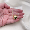 Collares con Dije 04.341.0113.18 Oro Laminado, Diseño de Bola y Hueco, Pulido, Tono Dorado (01 MM Thickness, 18 Inches Length)
