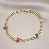 Pulsera Elegante 03.213.0248.08 Oro Laminado, Diseño de Corazón, con Granate Zirconia Cubica, Pulido, Tono Dorado (04 MM Thickness, 8 Inches Length)