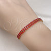 Pulsera Bolo Ajustable 03.213.0250.10 Oro Laminado, con Granate Zirconia Cubica, Pulido, Tono Dorado (05 MM Thickness, 10 Inches Length)