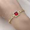 Pulsera Elegante 03.283.0361.08 Oro Laminado, con Granate Zirconia Cubica and Blanca Micro Pave, Pulido, Tono Dorado (04 MM Thickness, 8 Inches Length)