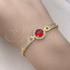 Pulsera Elegante 03.283.0362.08 Oro Laminado, con Granate Zirconia Cubica and Blanca Micro Pave, Pulido, Tono Dorado (04 MM Thickness, 8 Inches Length)