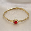 Pulsera Elegante 03.283.0362.08 Oro Laminado, con Granate Zirconia Cubica and Blanca Micro Pave, Pulido, Tono Dorado (04 MM Thickness, 8 Inches Length)