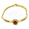 Pulsera Elegante 03.283.0362.08 Oro Laminado, con Granate Zirconia Cubica and Blanca Micro Pave, Pulido, Tono Dorado (04 MM Thickness, 8 Inches Length)