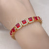 Pulsera Tennis 03.283.0366.07 Oro Laminado, con Granate Zirconia Cubica and Blanca Micro Pave, Pulido, Tono Dorado (08 MM Thickness, 7 Inches Length)