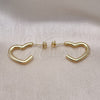 Arete Dormilona 02.213.0631 Oro Laminado, Diseño de Corazón, Pulido, Tono Dorado