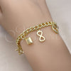 Pulsera de Dije 03.213.0257.07 Oro Laminado, Diseño de Miami Cubana y Corazón, Pulido, Tono Dorado (06 MM Thickness, 7 Inches Length)