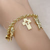 Pulsera de Dije 03.213.0258.07 Oro Laminado, Diseño de Rolo y Corazón, Pulido, Tono Dorado (Grosor 05 MM, 7 Pulgadas de Largo)