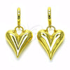Arete Colgante 02.341.0180 Oro Laminado, Diseño de Corazón y Hueco, Pulido, Tono Dorado