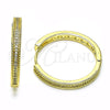 Argolla Huggie 02.213.0632.28 Oro Laminado, con Blanca Micro Pave, Pulido, Tono Dorado