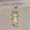 Dije Religioso 05.213.0143 Oro Laminado, Diseño de San Judas, Diamantado, Tono Dorado
