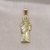 Dije Religioso 05.213.0148 Oro Laminado, Diseño de San Judas, Diamantado, Tono Dorado