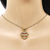 Dije Elegante 05.342.0204 Oro Laminado, Diseño de Corazón y Mama, con Blanca Zirconia Cubica, Pulido, Tono Dorado
