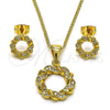 Juego de Arete y Dije de Adulto 10.342.0165 Oro Laminado, Diseño de Torcido, Pulido, Tono Dorado