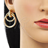 Arete Dormilona 02.196.0121 Oro Laminado, Diseño de Hueco, Diamantado, Tono Dorado