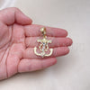 Dije Religioso 05.196.0014 Oro Laminado, Diseño de Ancla, Diamantado, Tres Tonos