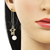 Arete Violador 02.196.0123 Oro Laminado, Diseño de Niñita Pequeña, con Blanca Micro Pave and Marfil Perla, Pulido, Tono Dorado