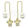 Arete Violador 02.196.0123 Oro Laminado, Diseño de Niñita Pequeña, con Blanca Micro Pave and Marfil Perla, Pulido, Tono Dorado