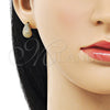 Arete Dormilona 02.342.0328 Oro Laminado, Diseño de Gota, con Blanca Micro Pave, Pulido, Tono Dorado
