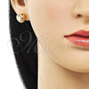 Arete Dormilona 02.342.0335 Oro Laminado, Diseño de Corazón, Pulido, Tono Dorado