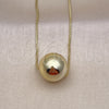 Collares con Dije 04.213.0309.16 Oro Laminado, Diseño de Bola y Box, Pulido, Tono Dorado (01 MM Thickness, 16 Inches Length)