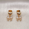 Arete Colgante 02.156.0688 Oro Laminado, Diseño de Mariposa y Corazón, con Blanca Zirconia Cubica, Pulido, Tono Dorado