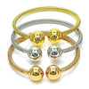 Aro Trio 07.170.0019 Oro Laminado, Diseño de Bola y Torcido, Pulido, Tres Tonos (Grosor 04 MM, Talla Unica)