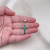 Dije Religioso 05.253.0182.3 Oro Laminado, Diseño de Cruz, con Verde Zirconia Cubica, Pulido, Tono Dorado