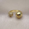 Anillo Multi Piedra 01.341.0136 Oro Laminado, Diseño de Bola, con Blanca Micro Pave, Pulido, Tono Dorado (One size fits all)
