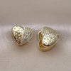 Argolla Huggie 02.283.0098.12 Oro Laminado, Diseño de Corazón, con Blanca Micro Pave, Pulido, Tono Dorado