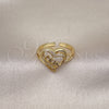 Anillo Multi Piedra 01.341.0140 Oro Laminado, Diseño de Mama, con Blanca Micro Pave, Pulido, Tono Dorado (One size fits all)