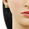 Arete Dormilona 02.342.0343 Oro Laminado, Diseño de Baguette, con Blanca Zirconia Cubica and Blanca Micro Pave, Pulido, Tono Dorado