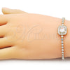 Pulsera Tennis 03.283.0394.07 Oro Laminado, Diseño de Cluster y Baguette, con Blanca Zirconia Cubica, Pulido, Tono Dorado (03 MM Thickness, 7 Inches Length)