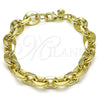 Pulsera Elegante 03.331.0234.09 Oro Laminado, Diseño de Rolo, Pulido, Tono Dorado (12 MM Thickness, 9 Inches Length)