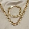 Collar y Pulsera 06.331.0001 Oro Laminado, Diseño de Rolo, Pulido, Tono Dorado