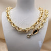 Collar y Pulsera 06.331.0002 Oro Laminado, Diseño de Rolo, Diamantado, Tono Dorado