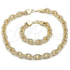 Collar y Pulsera 06.331.0002 Oro Laminado, Diseño de Rolo, Diamantado, Tono Dorado