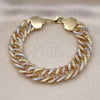 Pulsera Básica 03.331.0186.1.09 Oro Laminado, Diamantado, Tres Tonos (15 MM Thickness, 9 Inches Length)
