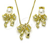 Juego de Arete y Dije de Adulto 10.417.0003 Oro Laminado, Diseño de Arco y Bola, con Marfil Perla, Pulido, Tono Dorado