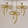 Juego de Arete y Dije de Adulto 10.417.0007 Oro Laminado, Diseño de Arco y Bola, con Marfil Perla, Diamantado, Tono Dorado