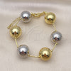 Pulsera Elegante 03.341.0222.08 Oro Laminado, Diseño de Bola y Hueco, Pulido, Dos Tonos (16 MM Thickness, 8 Inches Length)