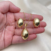Juego de Arete y Dije de Adulto 10.163.0012 Oro Laminado, Diseño de Bola y Hueco, Pulido, Tono Dorado