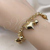 Pulsera de Dije 03.331.0255.08 Oro Laminado, Diseño de Corazón y Bola, Pulido, Tono Dorado (Grosor 06 MM, 8 Pulgadas de Largo)