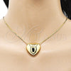 Collares con Dije 04.341.0121.20 Oro Laminado, Diseño de Corazón y Hueco, Pulido, Tono Dorado (Grosor 01 MM, 20 Pulgadas de Largo)