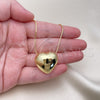 Collares con Dije 04.341.0121.20 Oro Laminado, Diseño de Corazón y Hueco, Pulido, Tono Dorado (Grosor 01 MM, 20 Pulgadas de Largo)