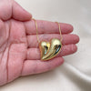 Collares con Dije 04.341.0122.20 Oro Laminado, Diseño de Corazón y Hueco, Pulido, Tono Dorado (01 MM Thickness, 20 Inches Length)