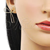 Arete Dormilona 02.213.0665 Oro Laminado, Diseño de Arco, Diamantado, Tono Dorado