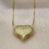 Collares con Dije 04.341.0124.18 Oro Laminado, Diseño de Corazón y Hueco, Mate, Tono Dorado (01 MM Thickness, 18 Inches Length)